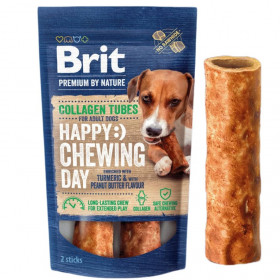 Колагеново лакомство за кучета Brit Premium by Nature Collagen Chews Tubes тръбички с колаген и фъстъчено масло